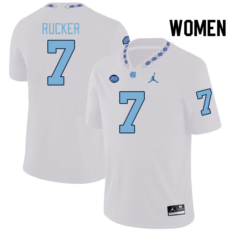 Women #7 Kaimon Rucker North Carolina Tar Heels College Football Jerseys Stitched-White